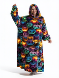 Pumpkin print oversized wearable blanket hoodie on a white background