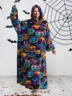 Pumpkin print oversized blanket hoodie front view