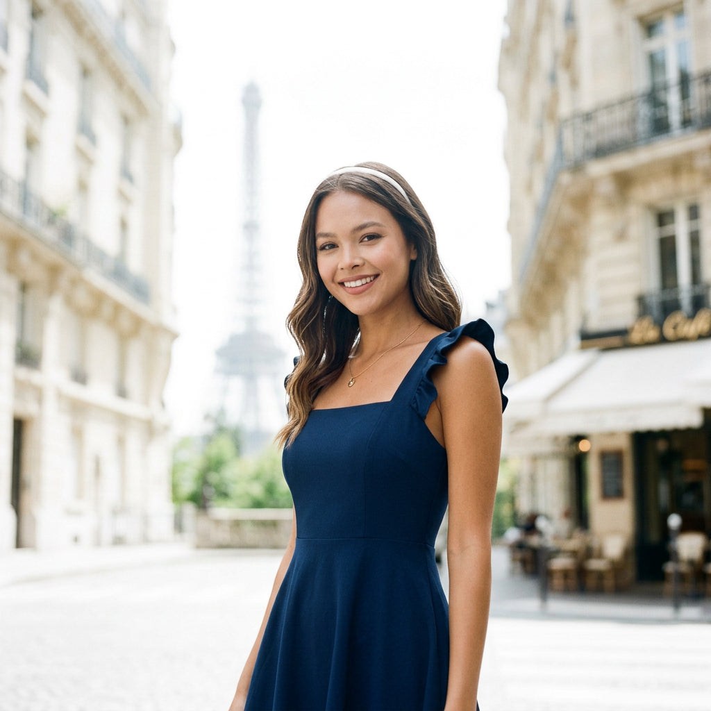 Back view of the fit-and-flare mini dress