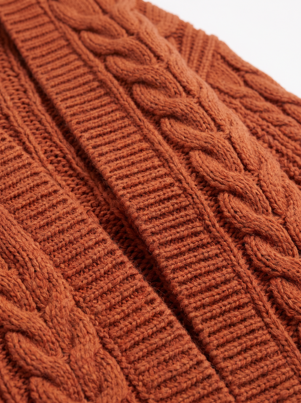 Close-up of the braided cable knit pattern
