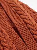 Close-up of the braided cable knit pattern