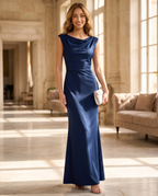 Satin mermaid gown, back view