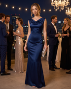 Satin mermaid gown, skirt and hem detail