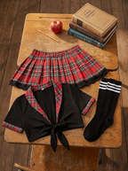 Schoolgirl cosplay costume set flat lay