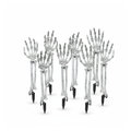 Halloween skeleton hand yard stakes on a white background
