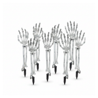 Halloween skeleton hand yard stakes on a white background