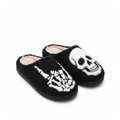 Skeleton skull plush slippers on a white background