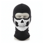 Skull balaclava face mask with full-face ghost skull print on a white background