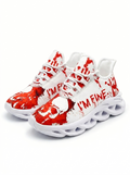 Skull and blood splatter sneakers on a white background