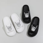 Skull hand pattern open toe EVA slide sandals