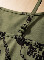 Skull print and strap buckle detail