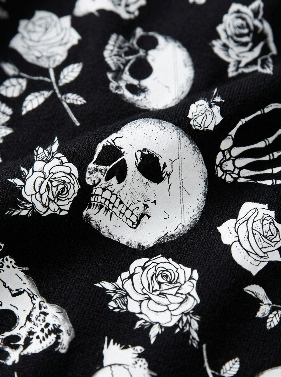 Skull print fabric detail