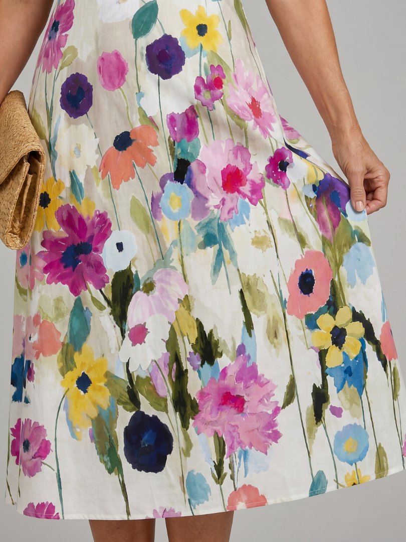 Back view of the floral midi dress
