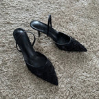 Pointed toe slingback pump, top view