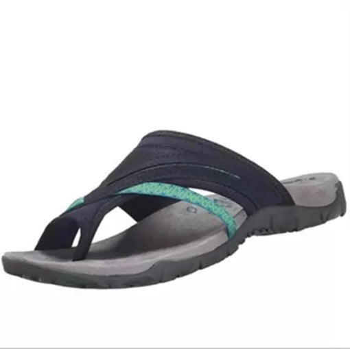 Slip-on sandals with cushioned footbed in blue