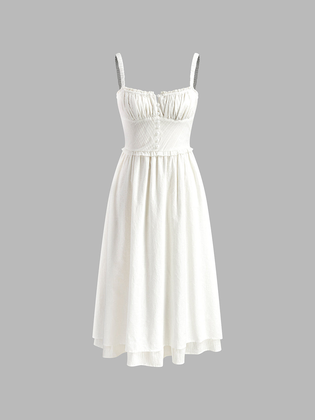 Smocked bodice midi dress styled for summer
