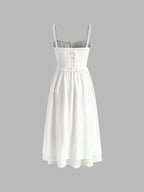 Full length view of the smocked bodice midi dress