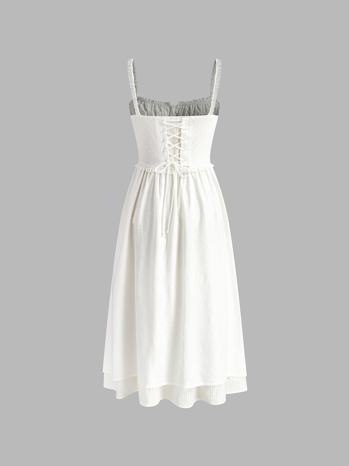 Full length view of the smocked bodice midi dress