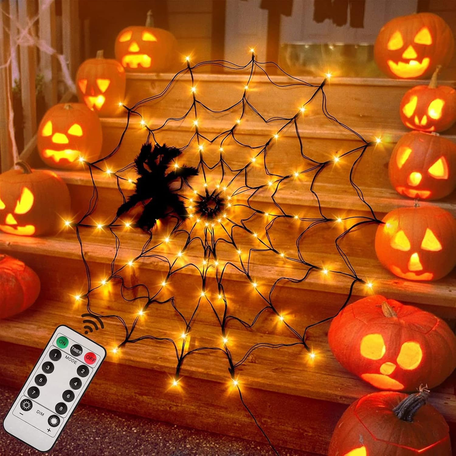 Orange colorway of the 4 ft spider web lights
