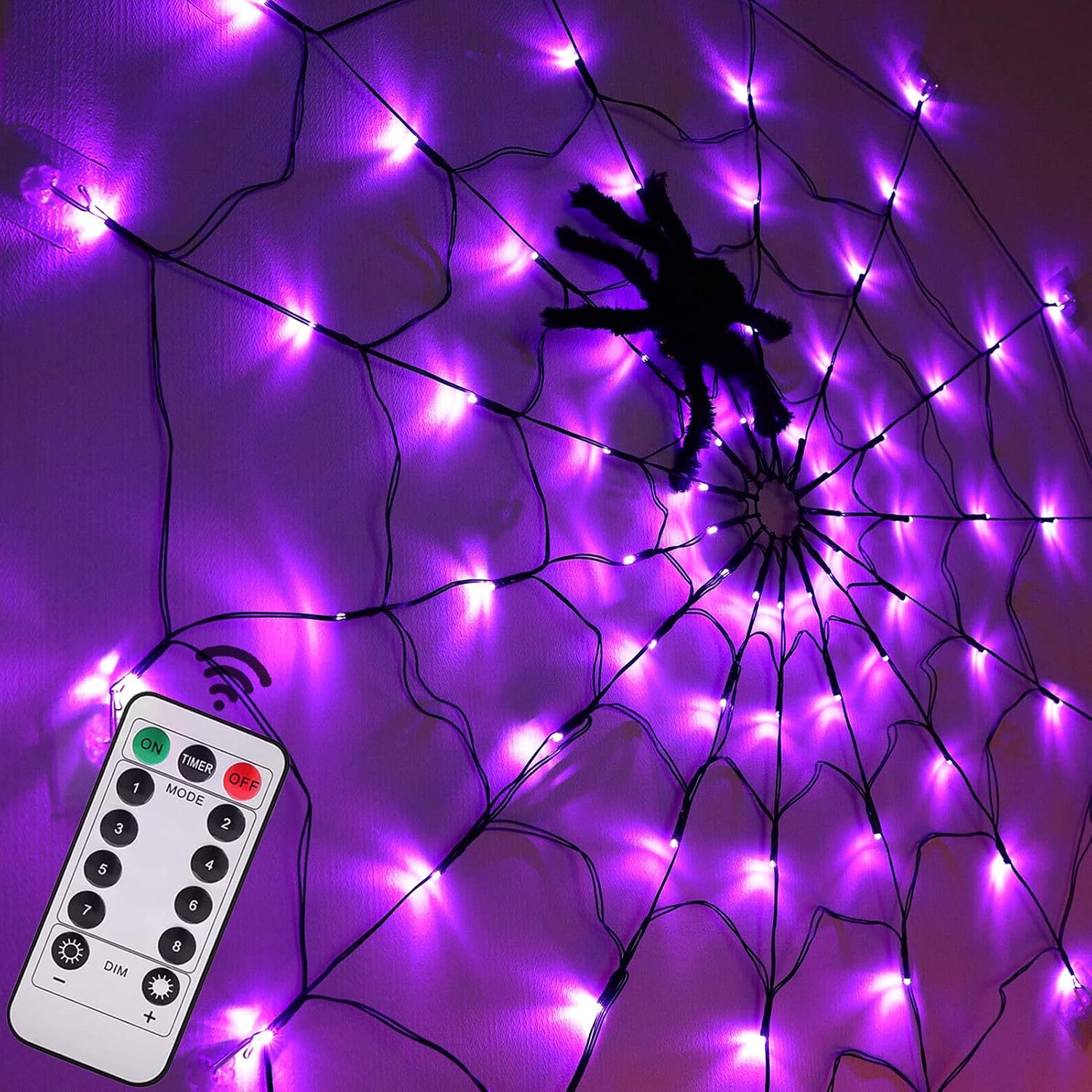 Purple colorway of the 4 ft spider web lights