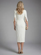White split sleeve midi dress, second view