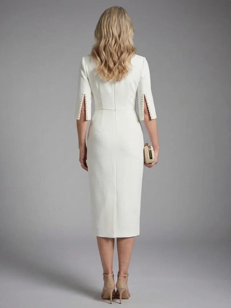 White split sleeve midi dress, second view