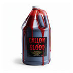 1 gallon jug of stage blood on a white background