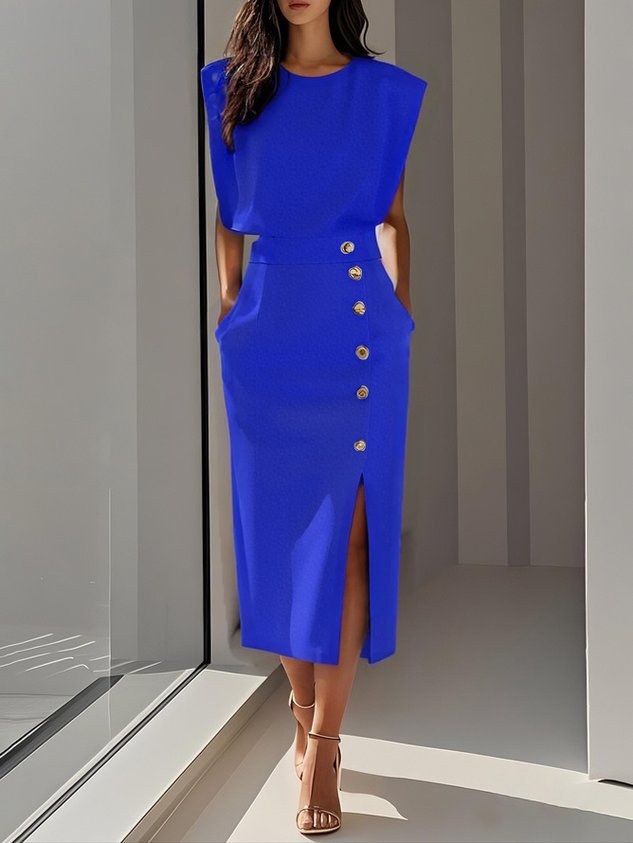 Structured midi dress in blue