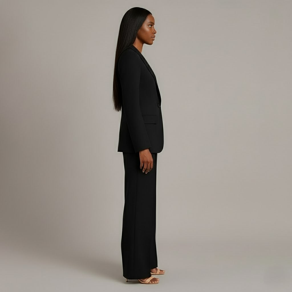 Tailored women's suit set, side view