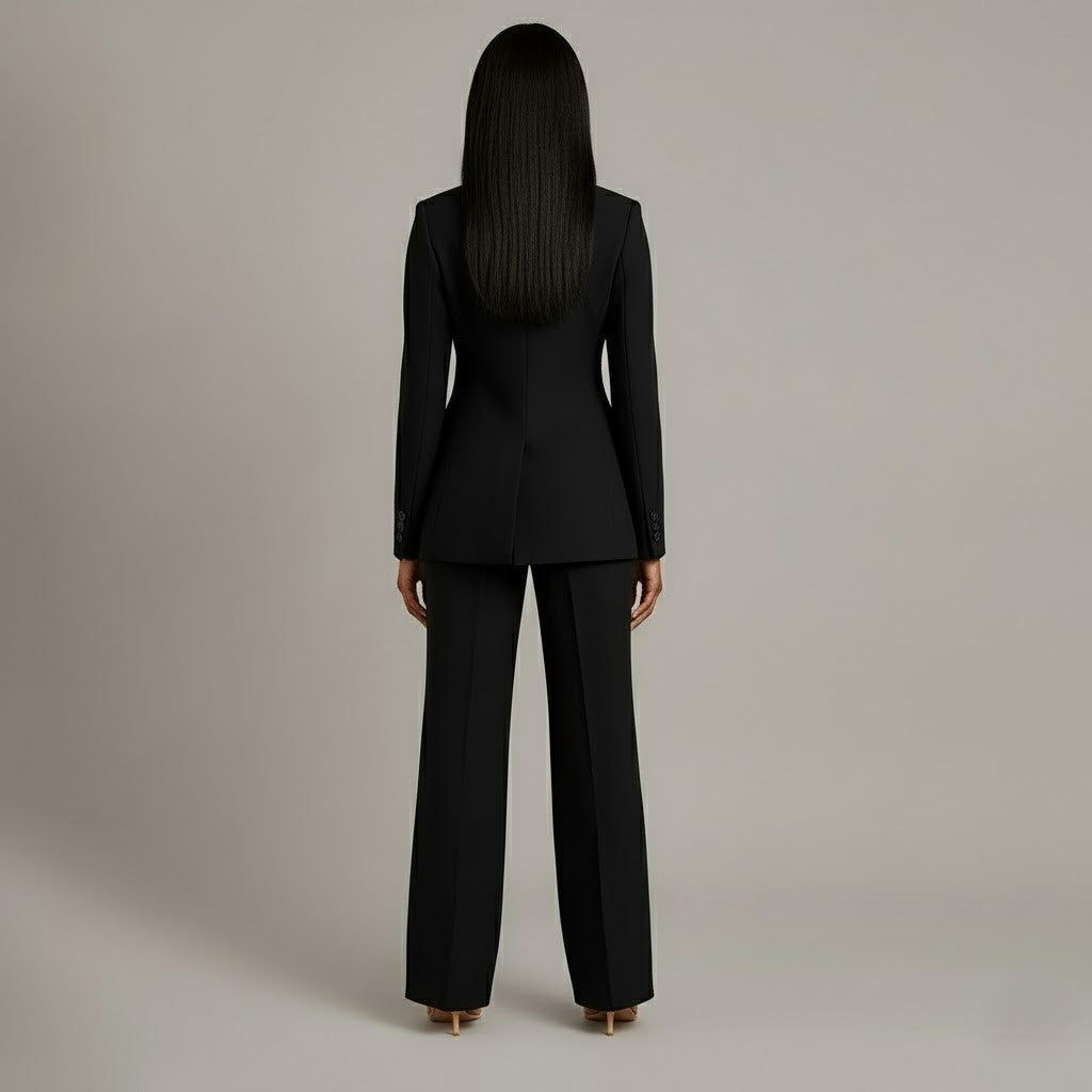Tailored women's suit set, back view