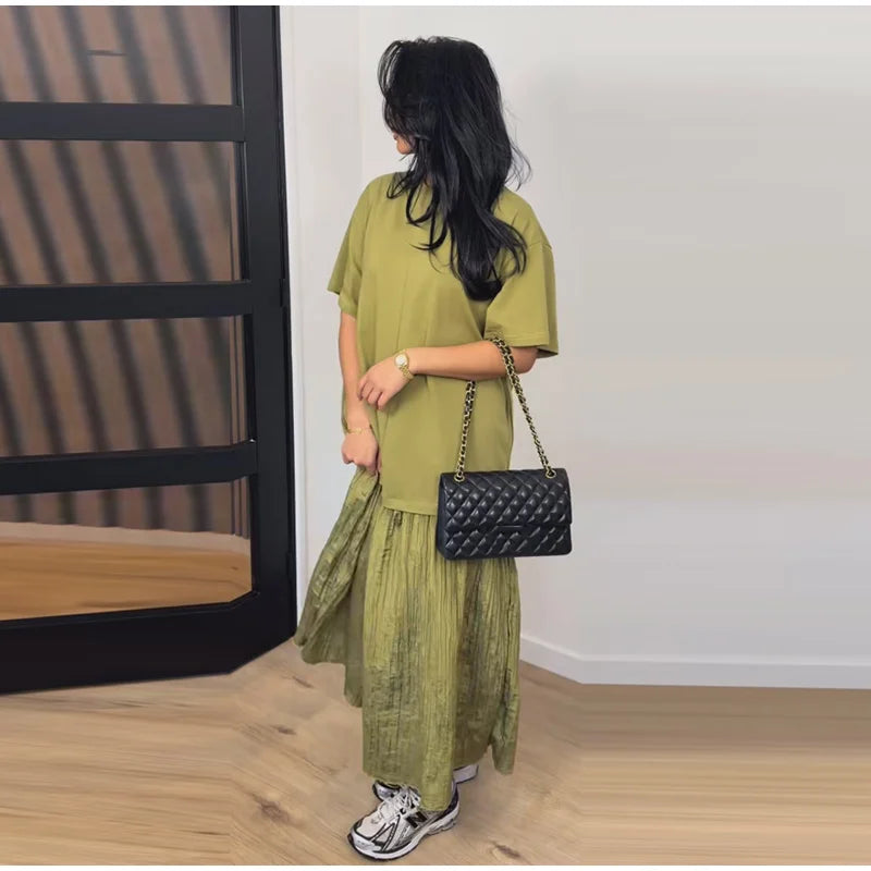 Tiered maxi dress in Green