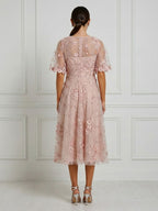 Tulle A-line midi cocktail dress, alternate view