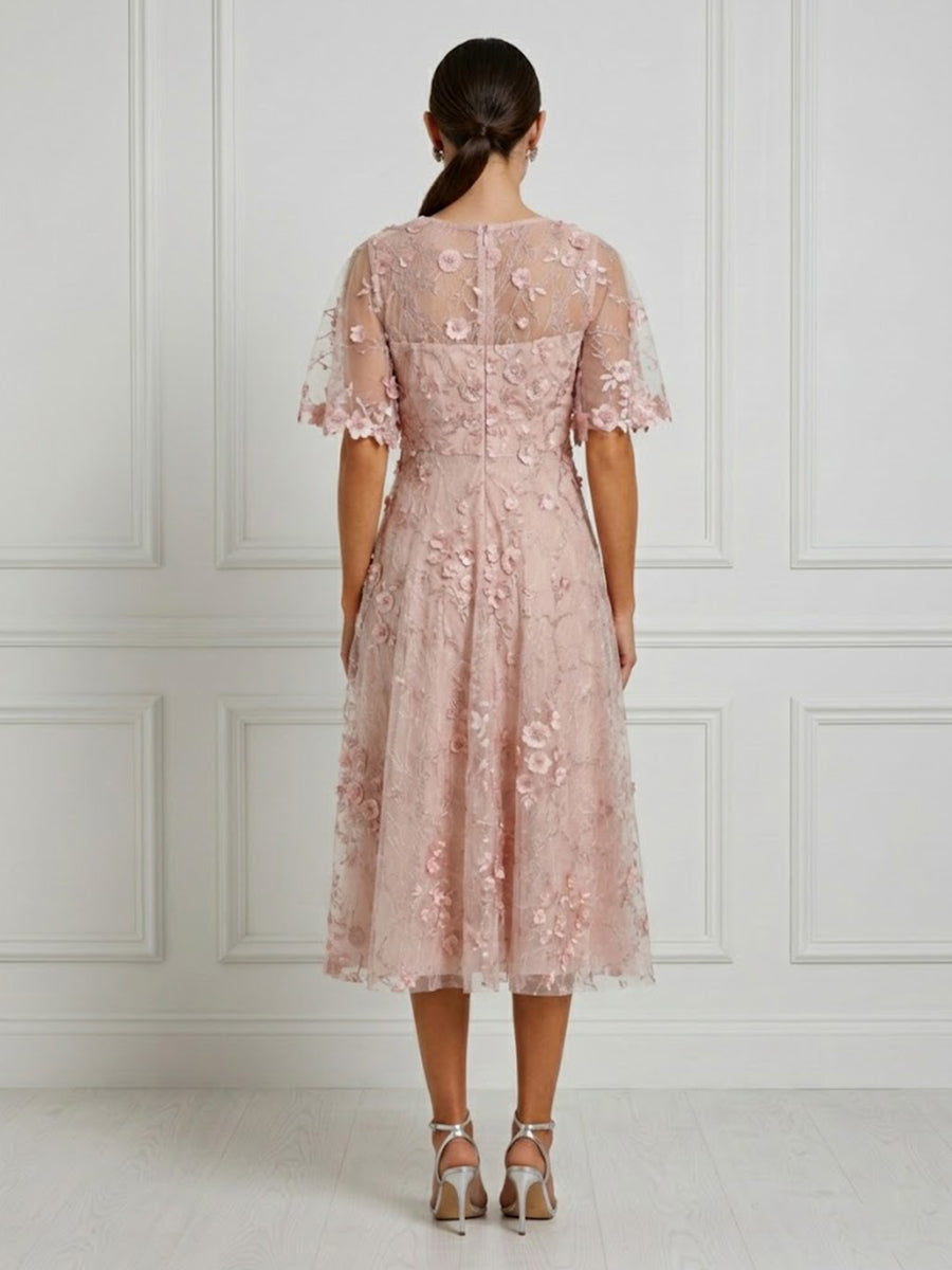 Tulle A-line midi cocktail dress, alternate view