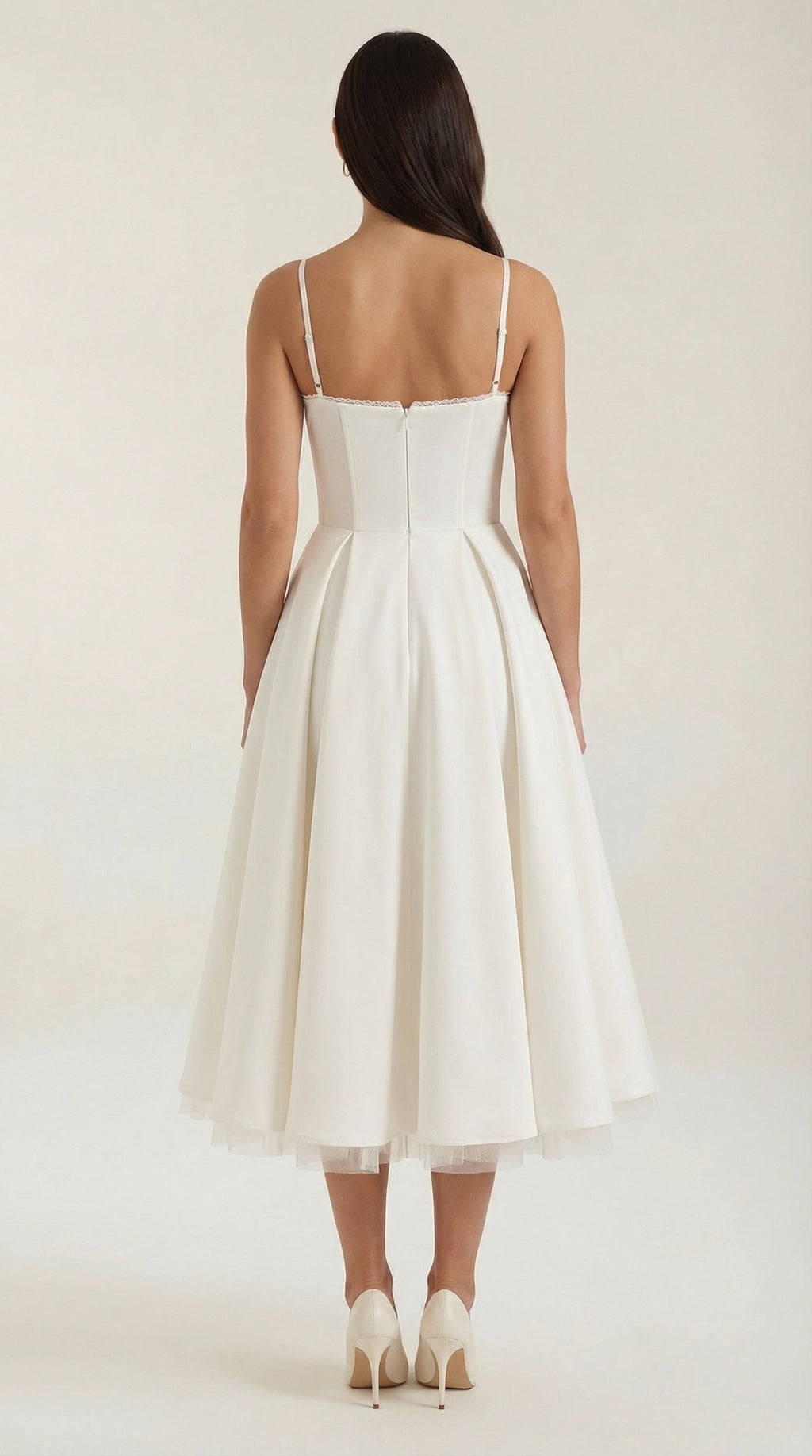 Tulle midi dress bodice and strap detail