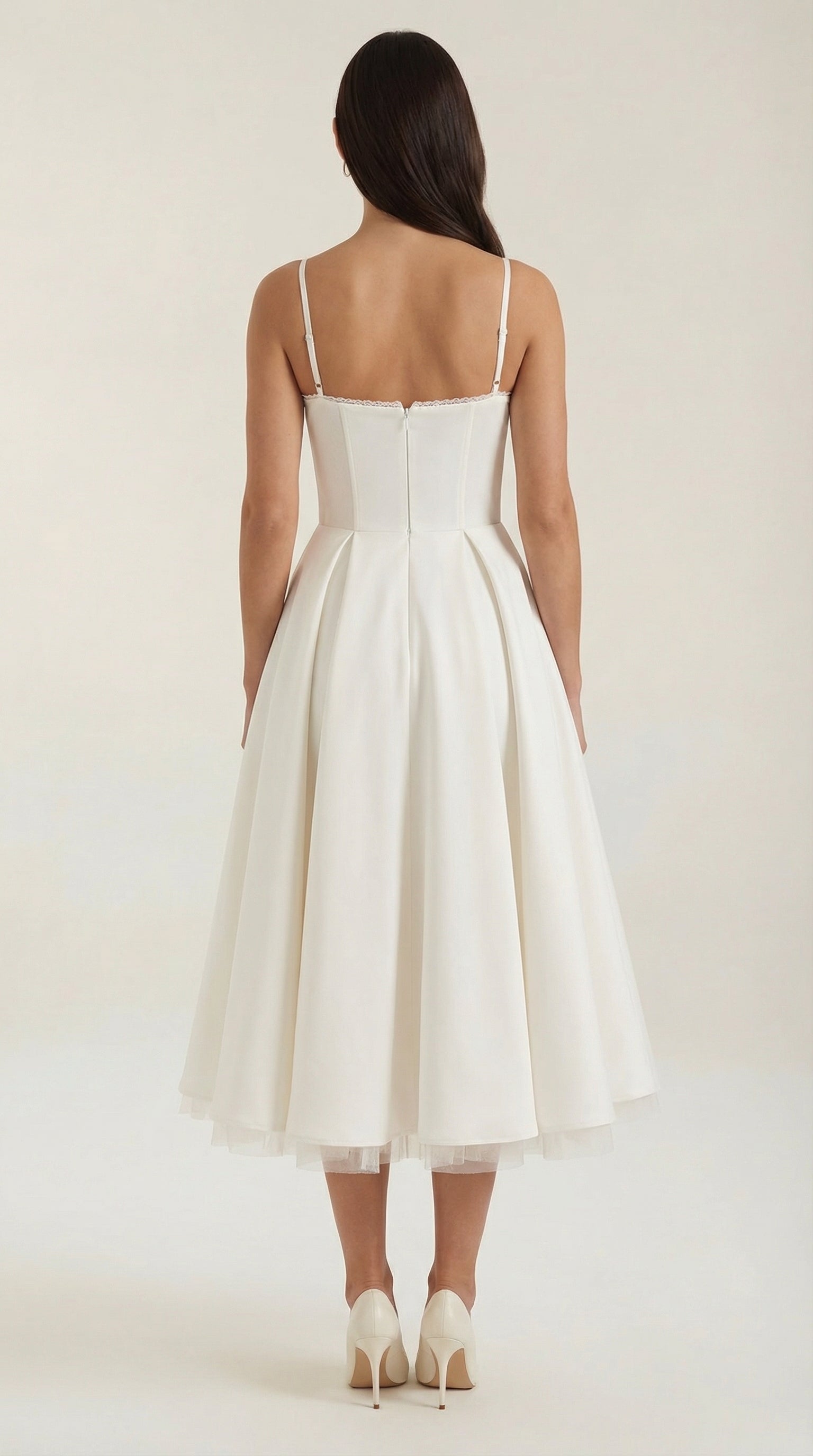 Tulle midi dress bodice and strap detail