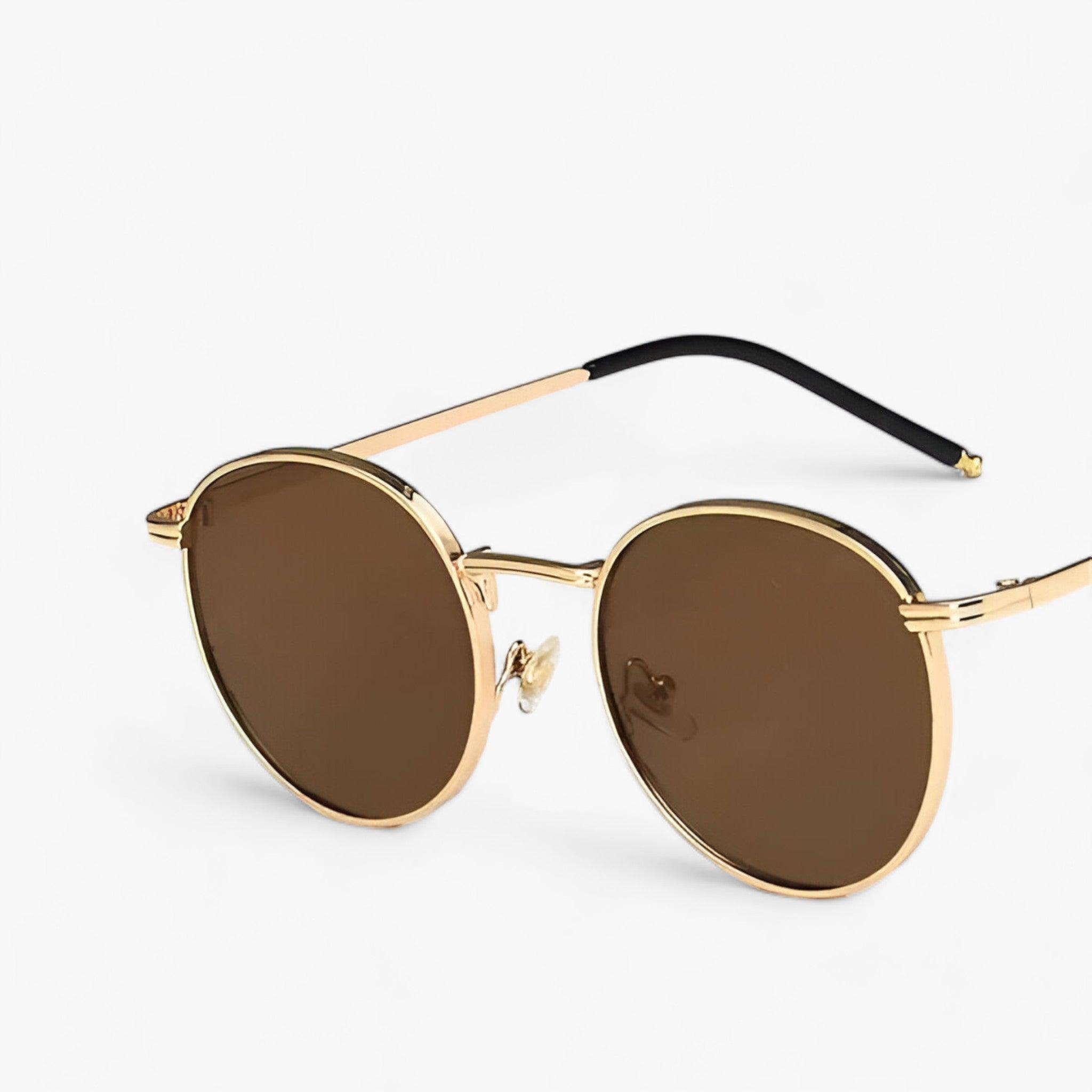 Round lens sunglasses in Gold Brown