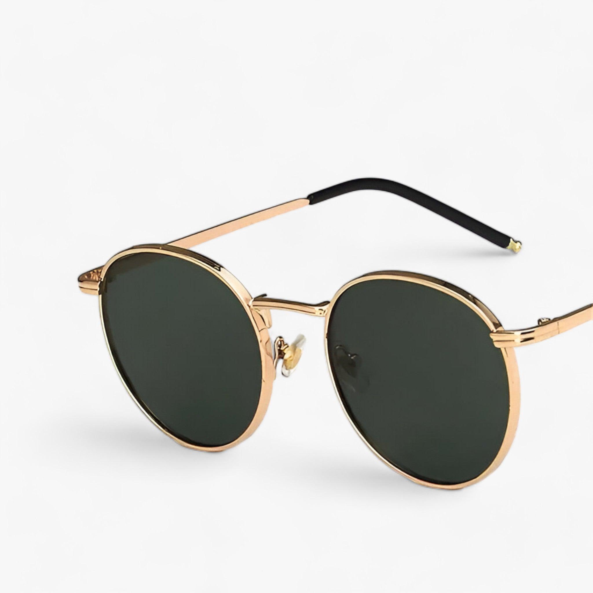 Round lens sunglasses in Gold Army Green