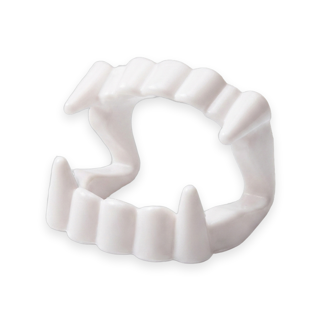 Vampire fangs costume teeth on a white background