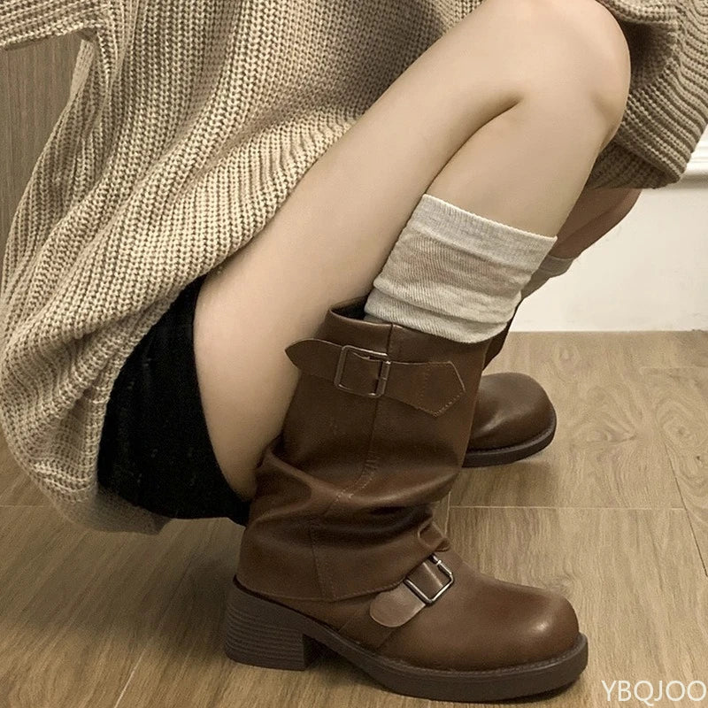 Retro brown western cowboy boot, side view