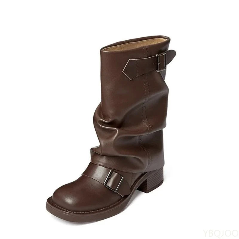 Retro brown western cowboy boot, back view