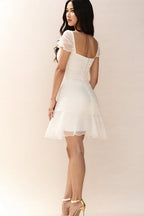 White A-line cap sleeve dress, second view