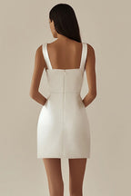 White bodycon dress, front view