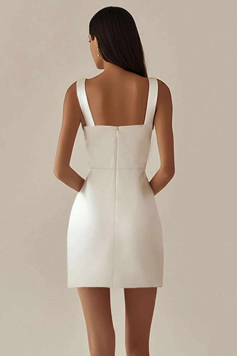 White bodycon dress, front view