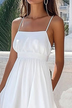 White chiffon A-line dress, second view