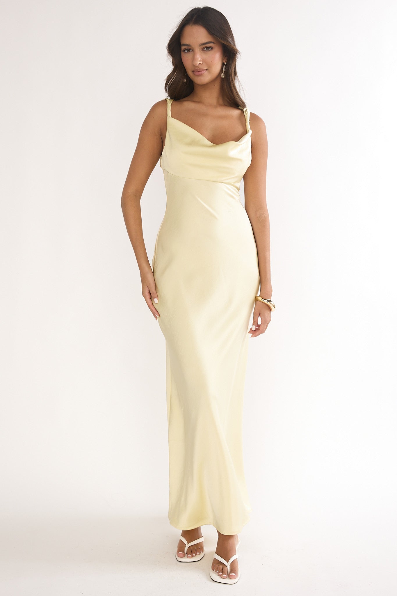 Side view of the white maxi dress