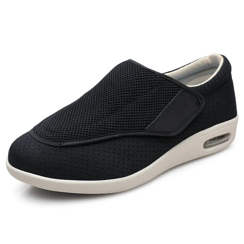 Wide fit walking shoe, side view
