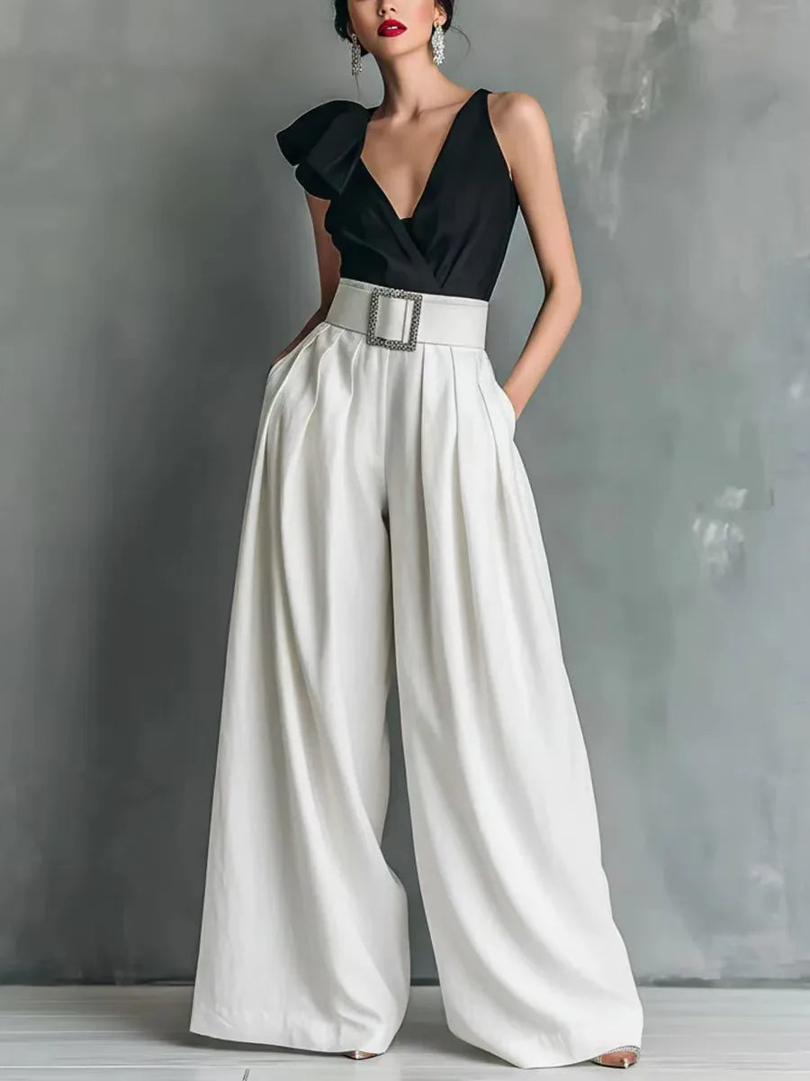 Wide-leg trousers styled for everyday wear