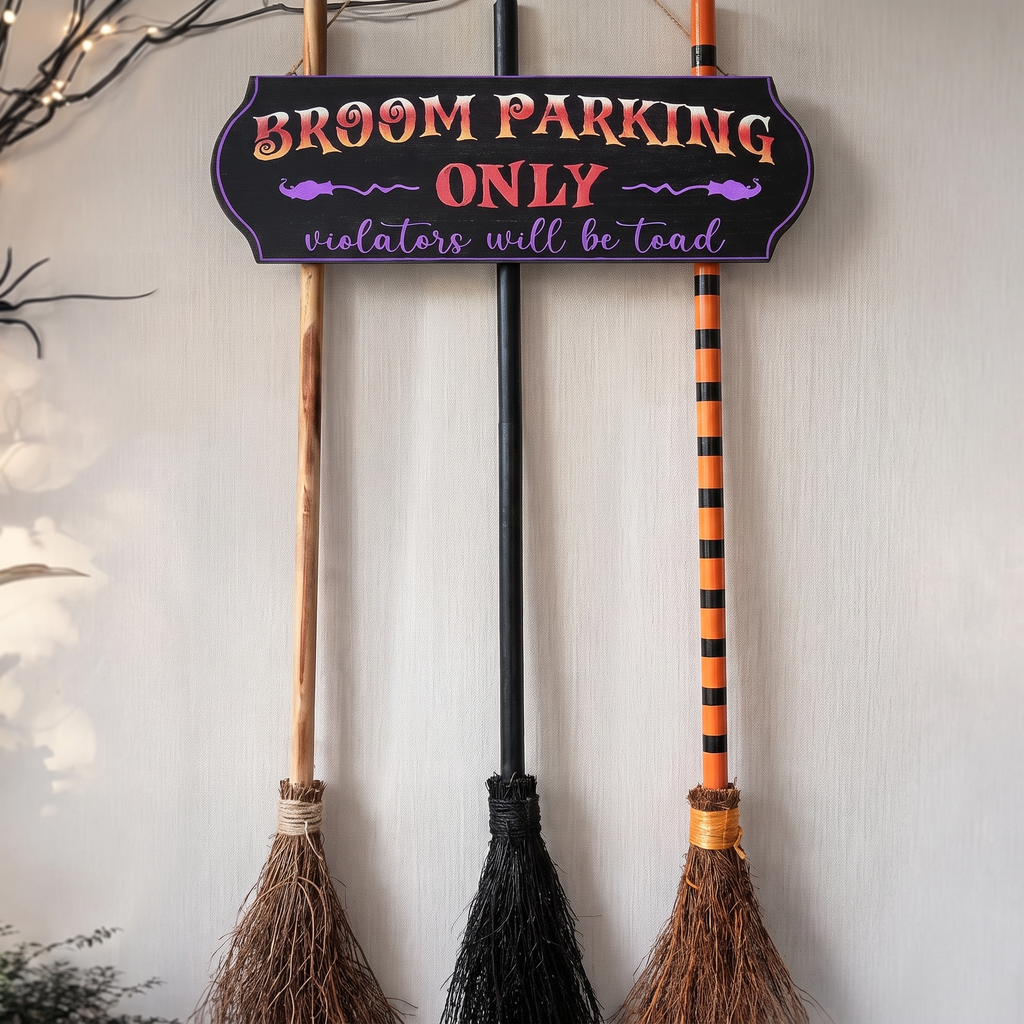 Close view of the witch parking sign lettering