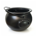 8 inch black witch cauldron candy bucket on a white background