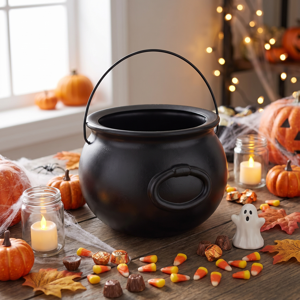 Close-up of the cauldron bucket handle and rim